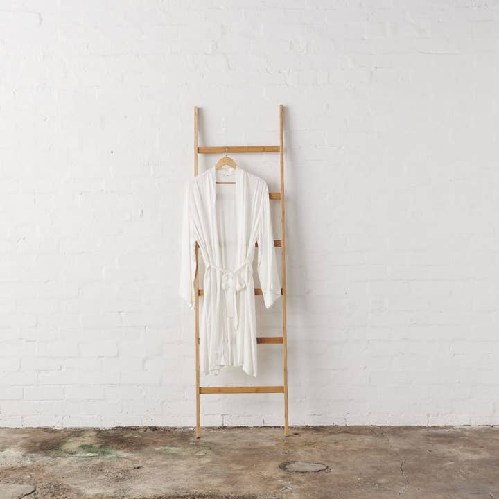Bamboo Robe in White for wholesale by JADE AND MAY