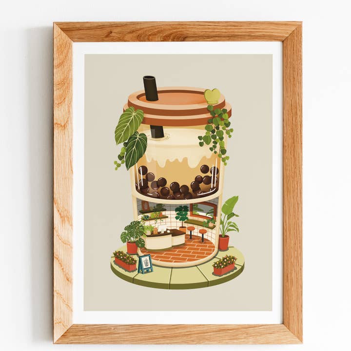 Boba Shop Art Print for wholesale by LINH T VO ART & ILLUSTRATION