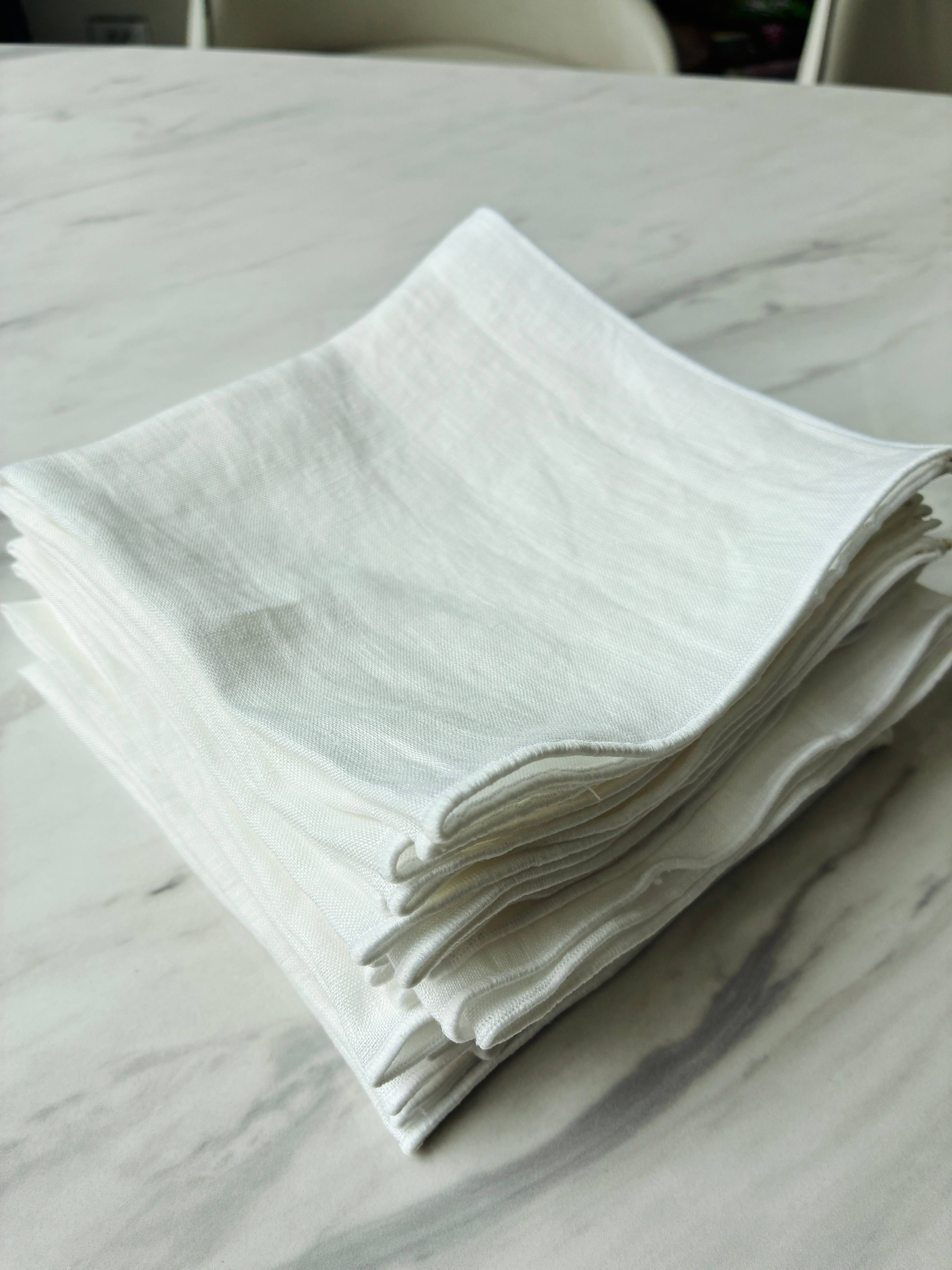 Belle Linen – wholesale Näsduk - Unisex – 100% Premium Vit Linne Näsduk Servett Handduk6