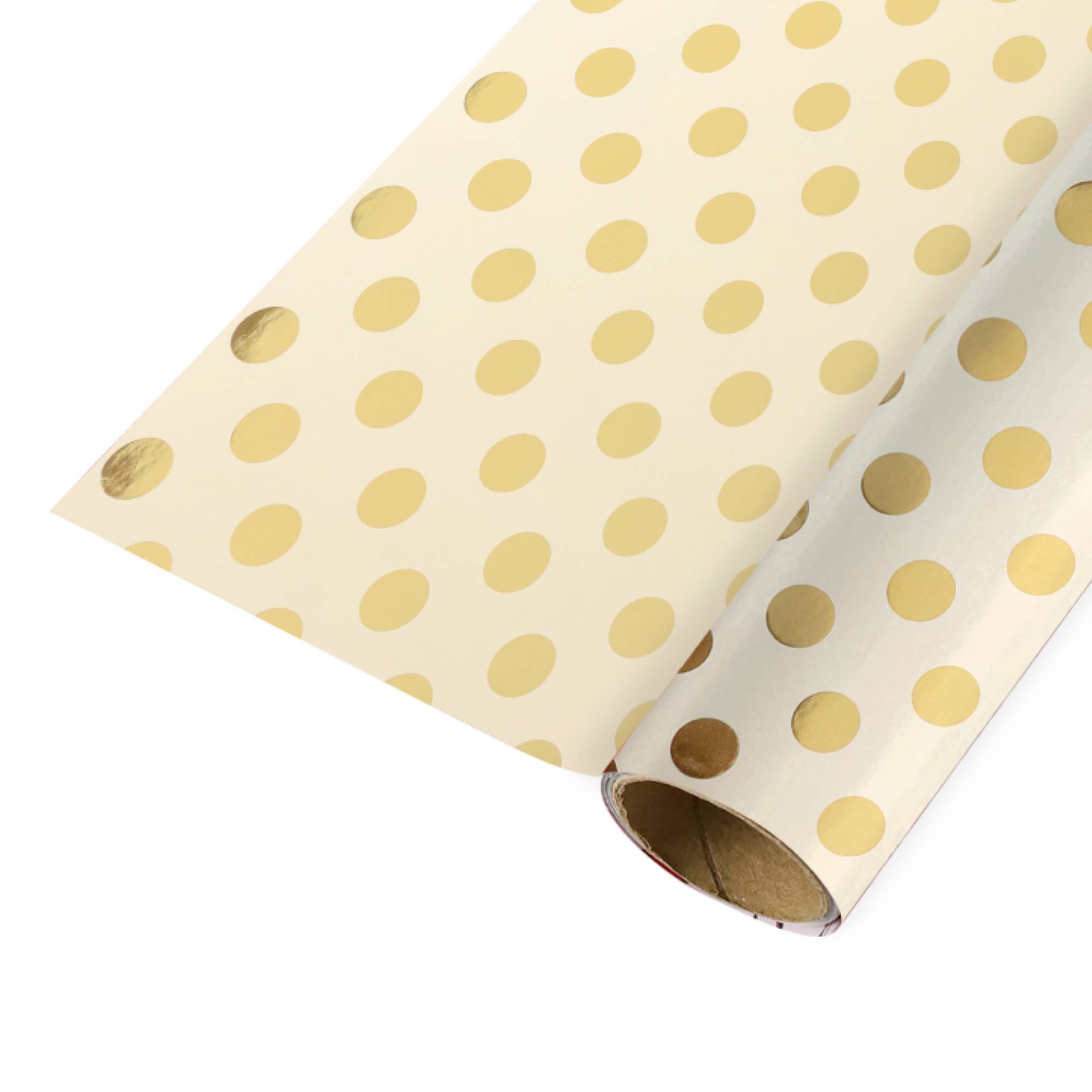 LA Ribbons Wholesale - Wholesale Wrapping Paper Roll - 24" x 417' Wrapping Paper Half Ream | Metallic Gold Polka Dot3