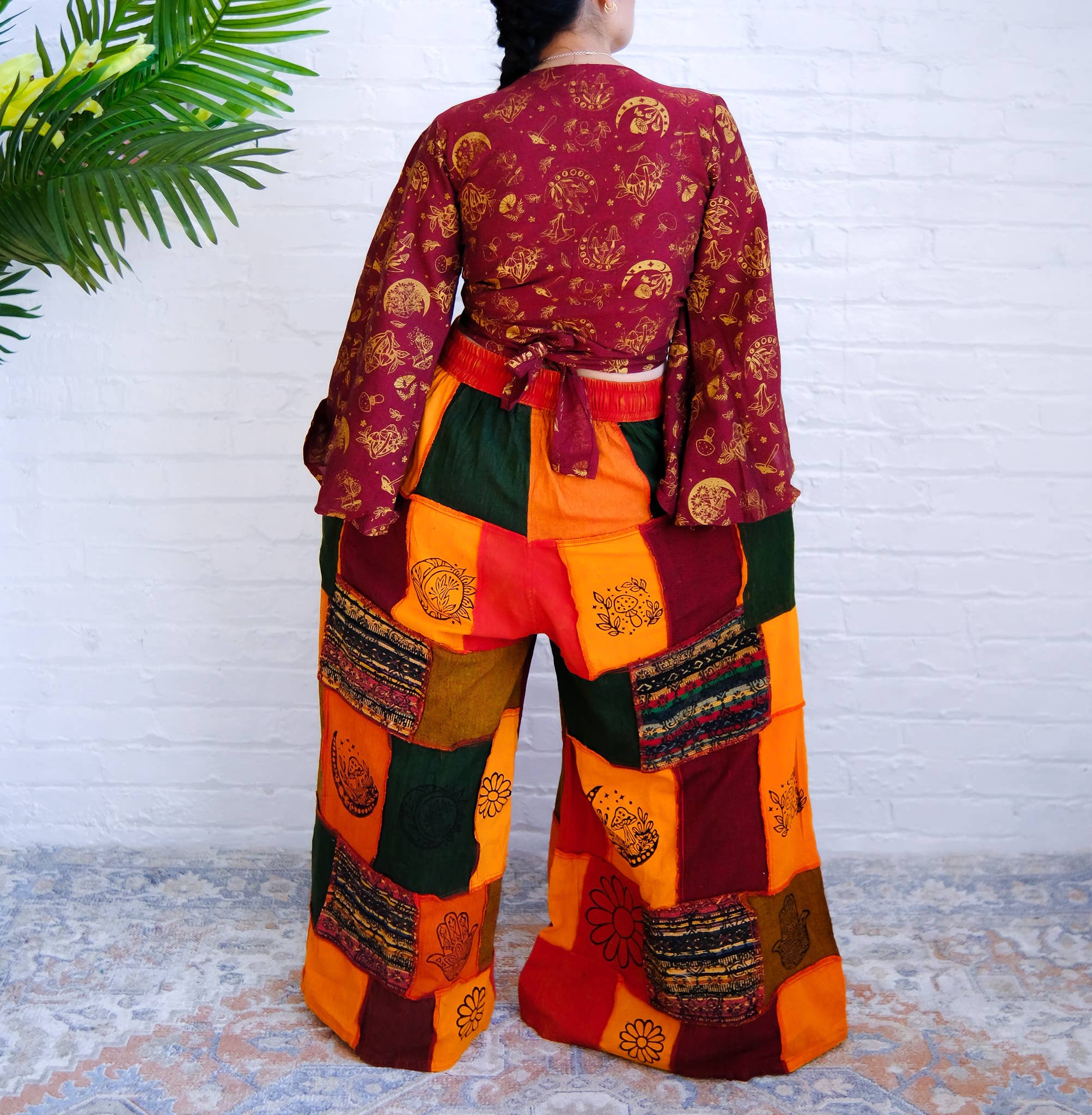 Karma Nepal Crafts - Wholesale Pants - Women's - Cotton Patchwork Wide Leg Boho Pants12
