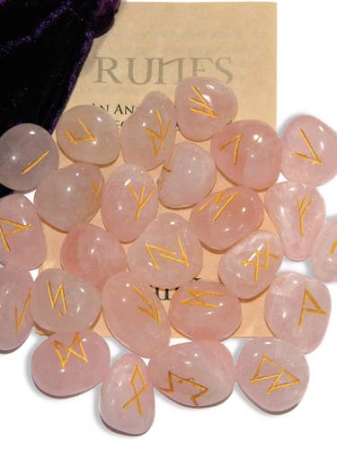 Rose Quartz Gemstone Runes RSRQ for wholesale by Starlinks Gifts