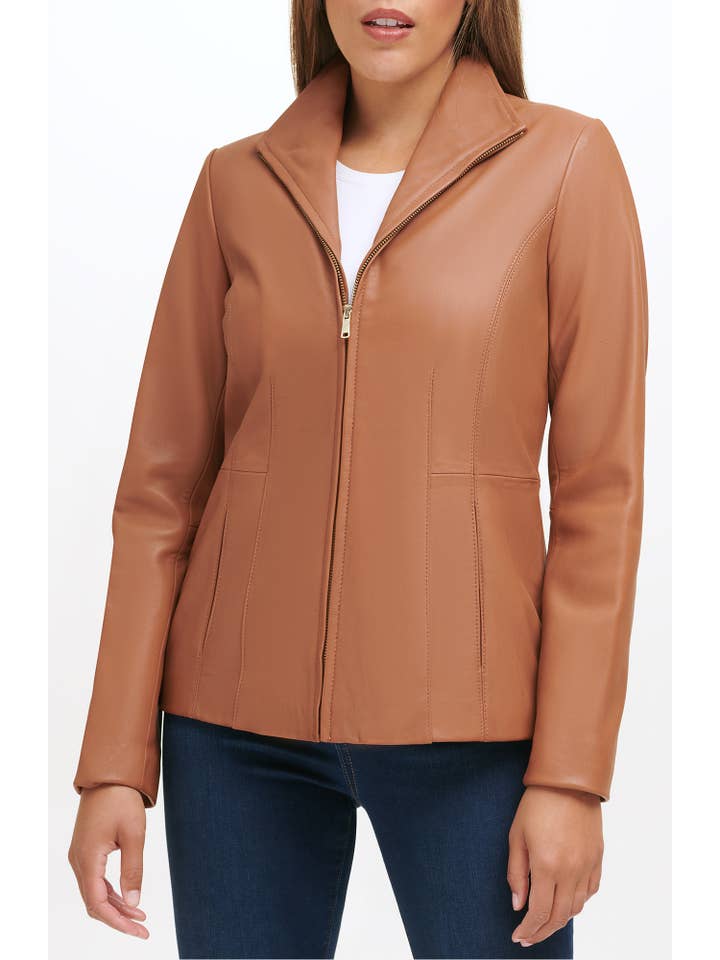 Cole Haan - Wholesale Leather Jacket - Women's - Cole Haan Wing Collar Leather Jacket1