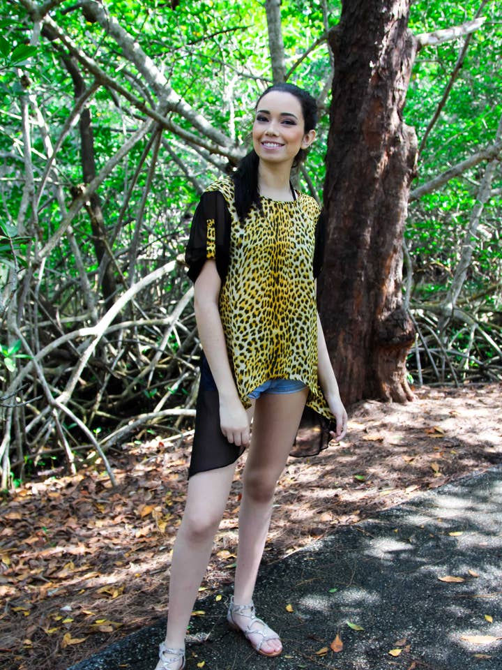 Animal Print Hi Lo Tunic Top | La Moda Clothing for wholesale by La Moda Clothing