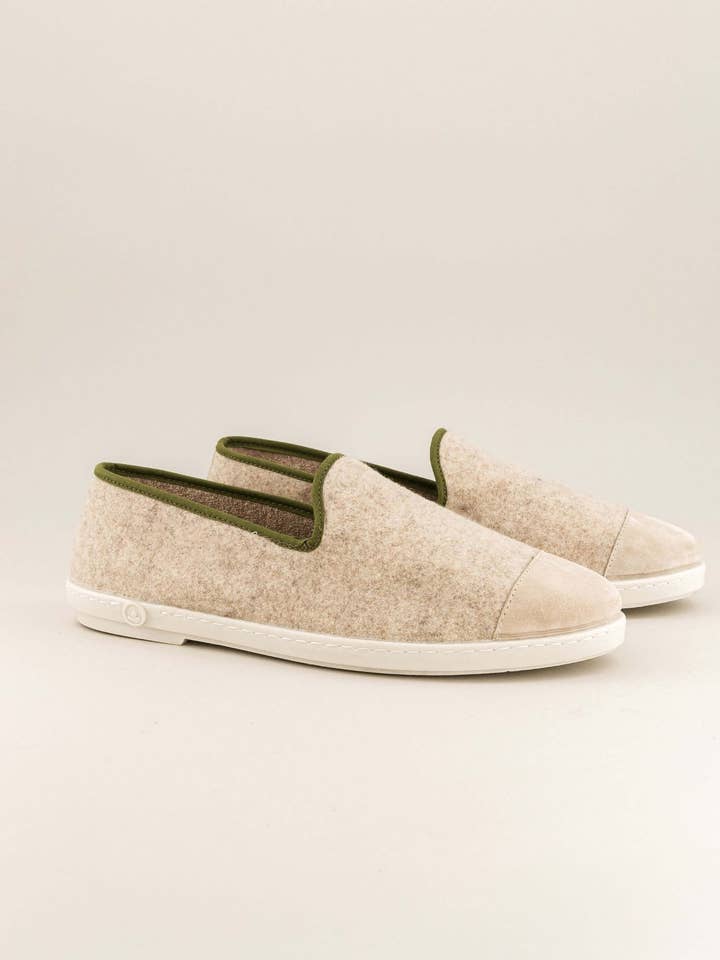 Men's slipper Bruson, beige khaki wool for wholesale by Angarde