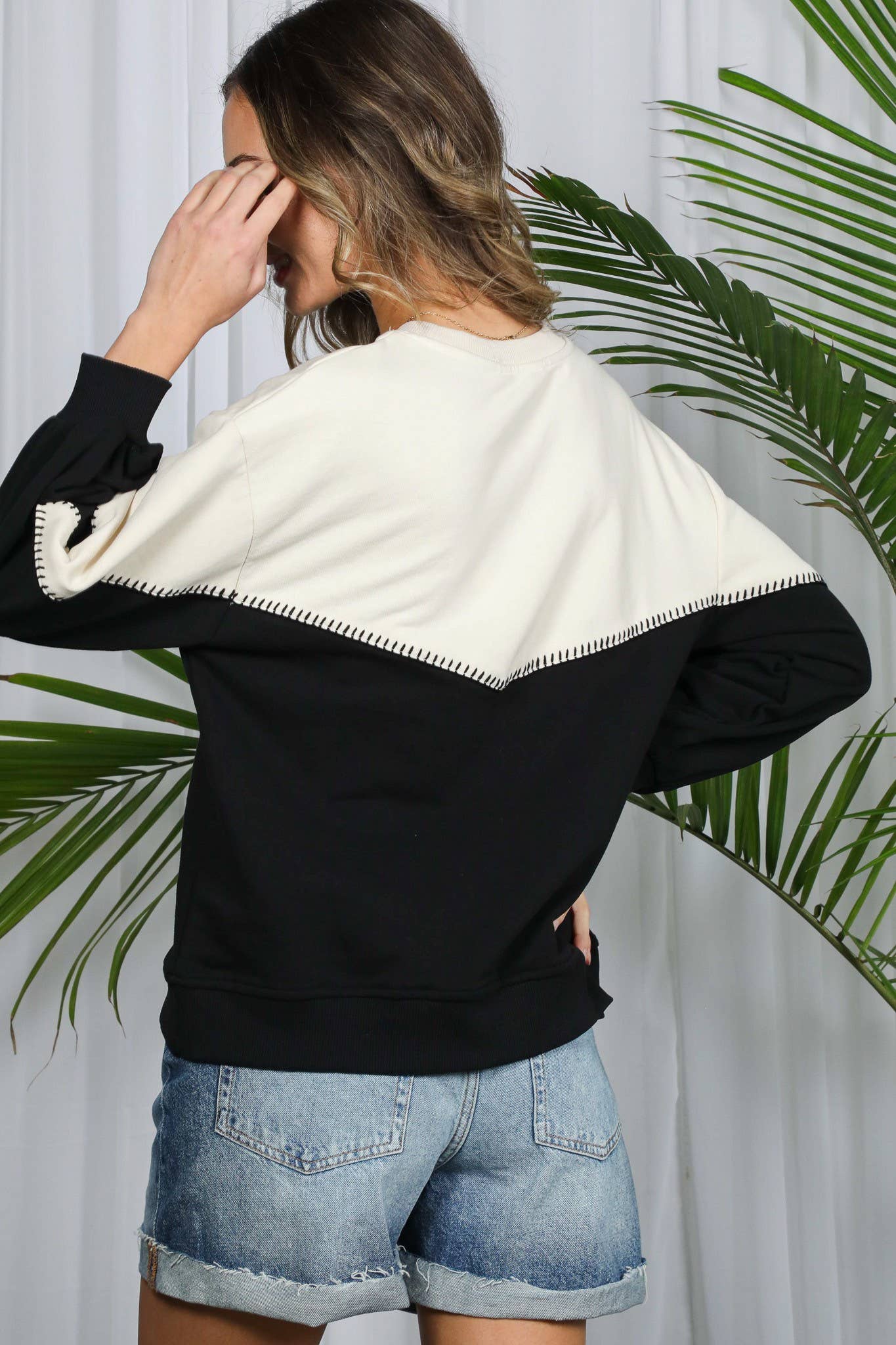 Vine & Love - Venta al por mayor Sudadera - Mujer - Sudadera casual con cuello redondo y bloques de color VT826539