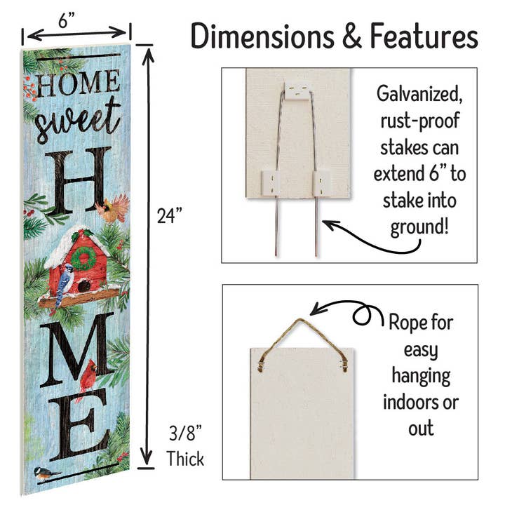 ST Creations - Wholesale Garden/Lawn Stake - Home Sweet Home Wntr Birdhouse - Stand-Out Signsâ„¢ Tall SO1