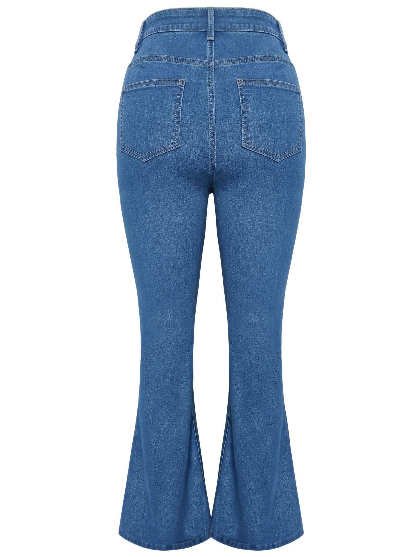 Blue High-waisted studded bootcut jeans for wholesale on Faire1