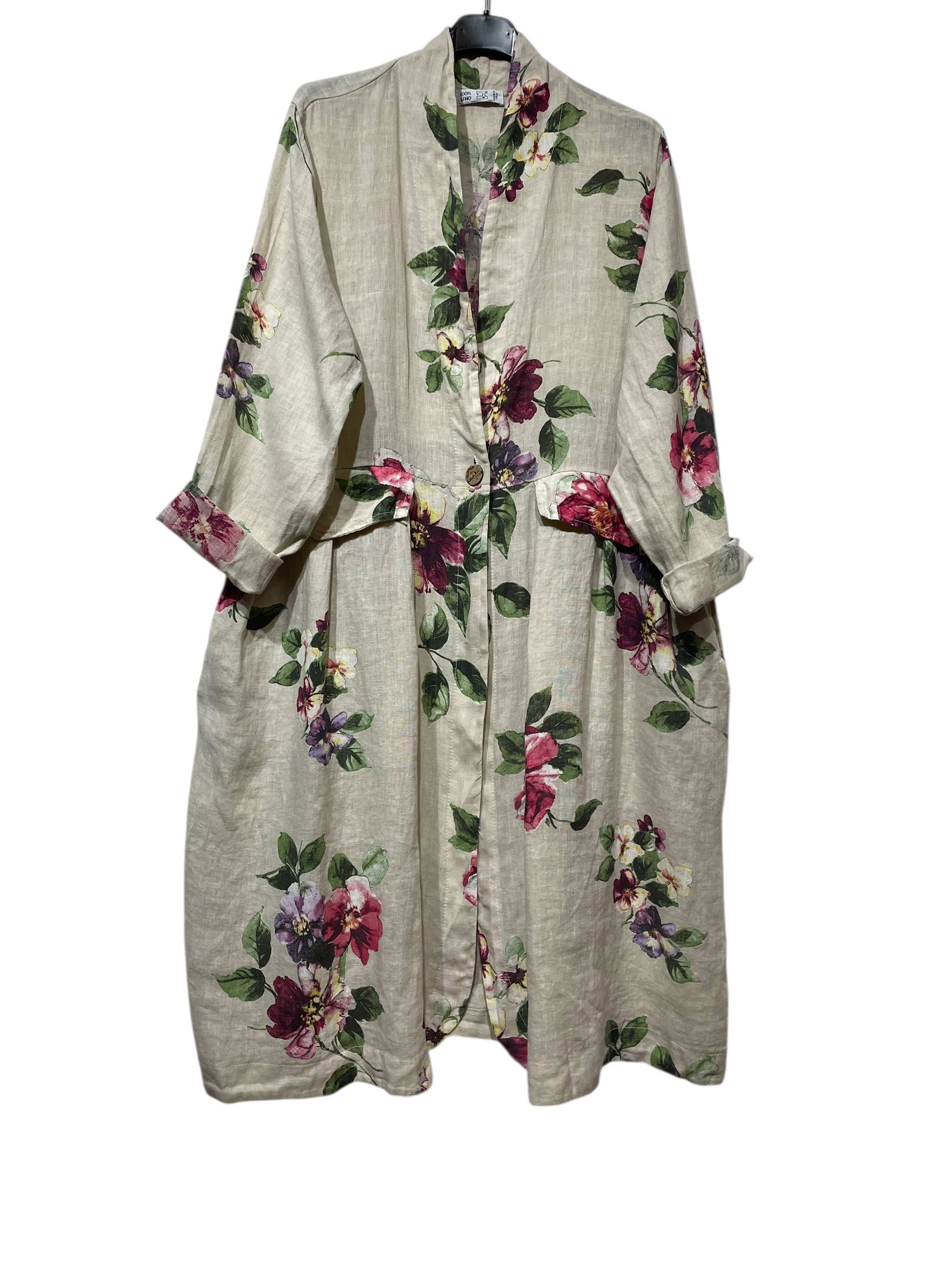 LINEN & COTTON HOUSE - Wholesale Jacket - Women's - JACKET 1142 FLOWERS LINEN MATERIAL WITH POCKETS4