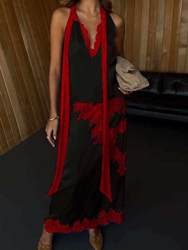 Mccolin - Wholesale Top & Skirt Set - Women's - Lace-Trim Tie Neck Skirt Set3