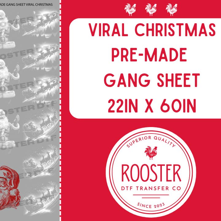 DTF TRANSFER ONLY - CHRISTMAS VIRAL PRE-MADE GANG SHEET (22x60in) for wholesale by Rooster DTF Transfer Co