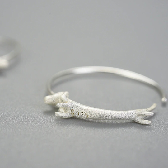 Perimade & Co. LLC - Wholesale Hoop Earrings - Cute Gold Dachshund Dog Hoop Earrings in 925 Sterling Silver6