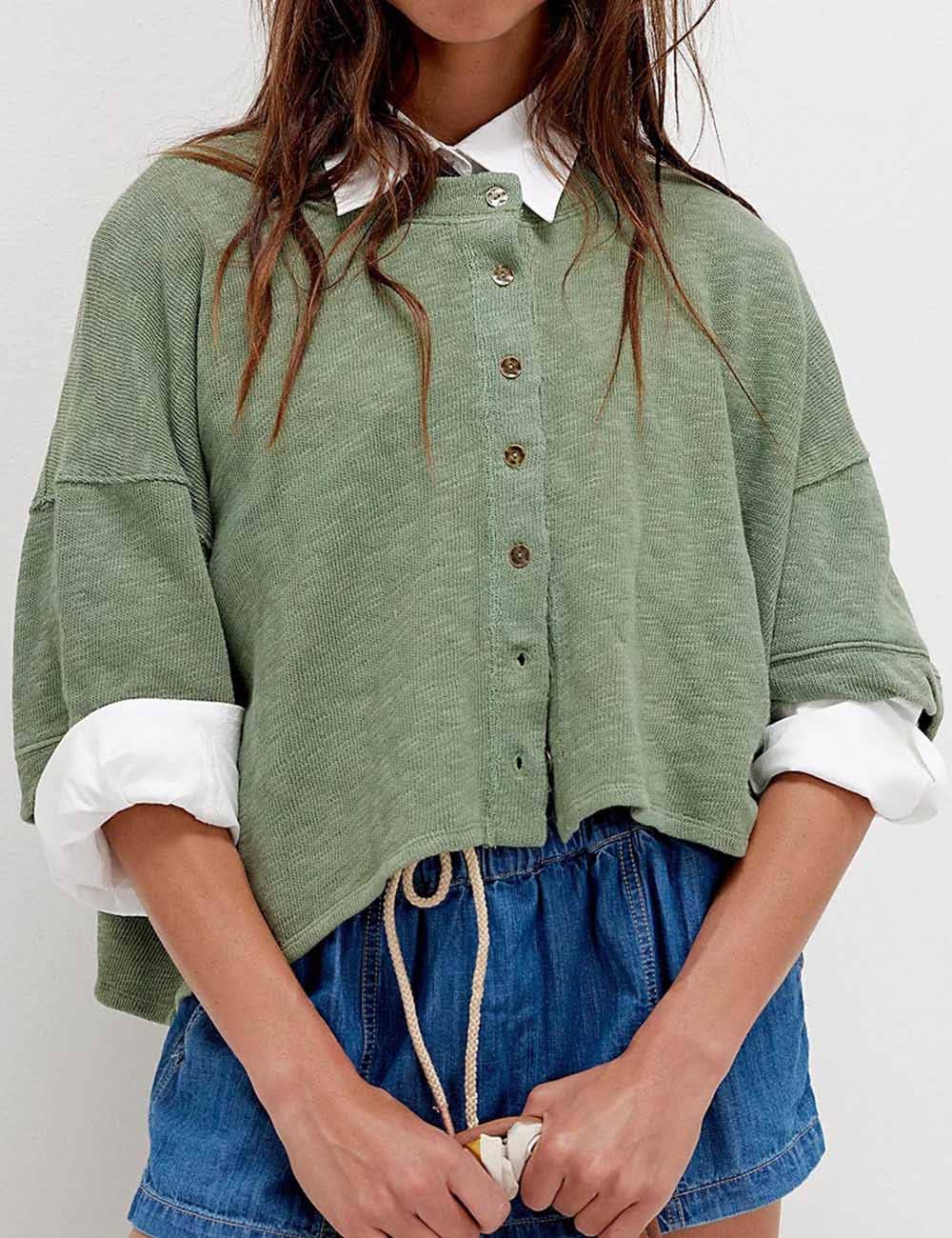 Sweetkama - Wholesale Cardigan - Women's - Ladies Solid Color Midi Sleeves Knitted Cardigan8