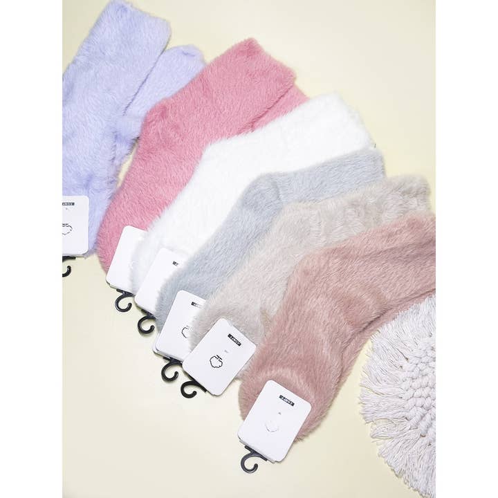 ASSORTED COLOR Cozy Solid Indoor Furry Socks for wholesale on Faire2