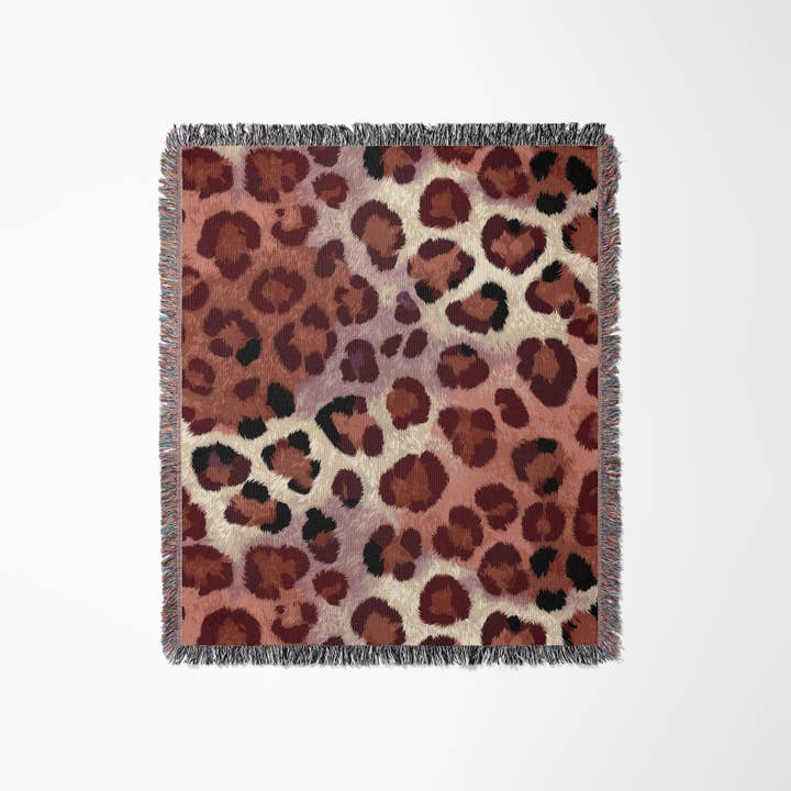 CasaIuliia - Wholesale Throw Blanket - Terracotta Leopard Woven Blanket – Modern Animal Print Throw2