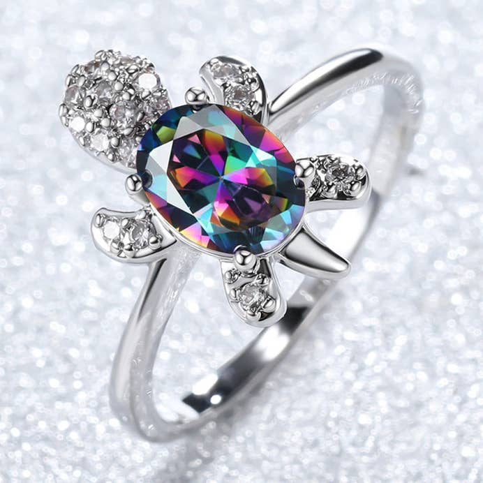 Colored Stone Sea Turtle Statement Ring in Solid Copper for wholesale by Perimade & Co. LLC