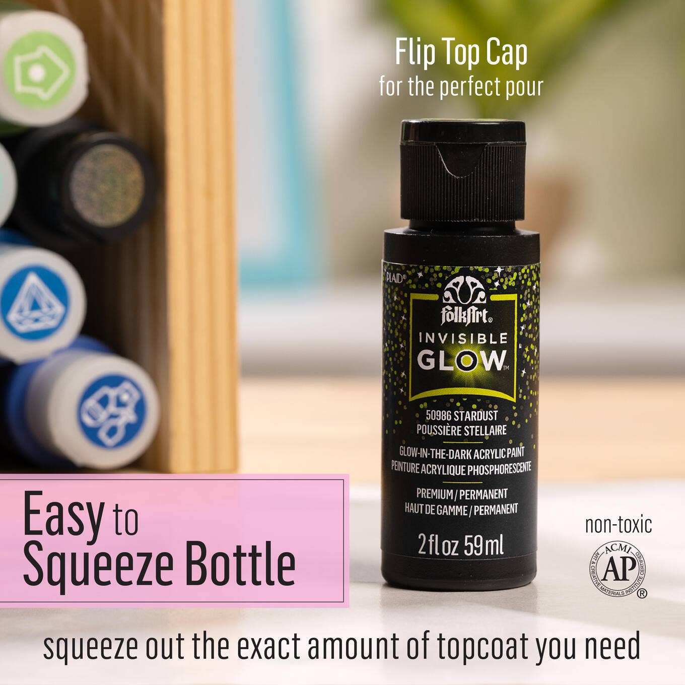 Plaid Crafts - Wholesale Acrylic Paint - FolkArt ® Invisible Glow™ Acrylic Paint, 2 oz2