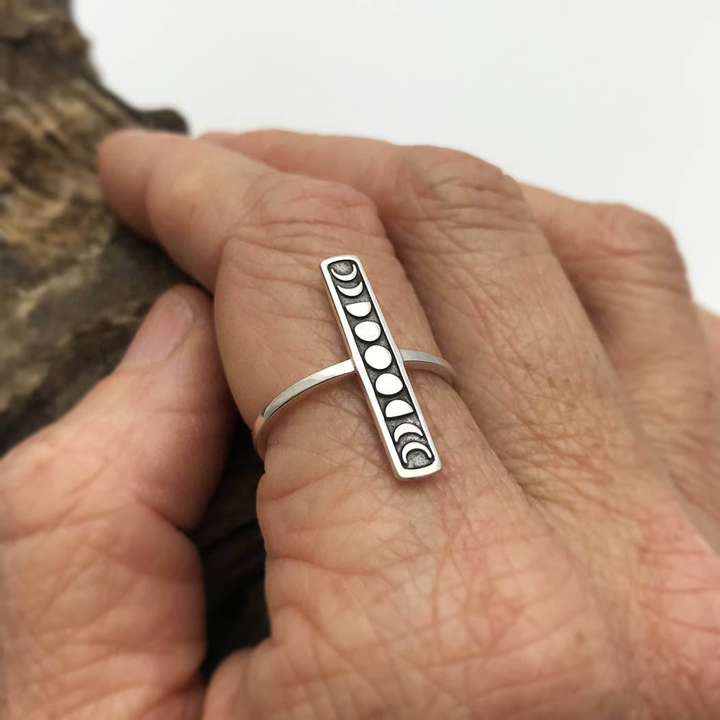 Nina Designs - Wholesale Band/Stacked Ring - Sterling Silver Moon Phase Bar Ring1