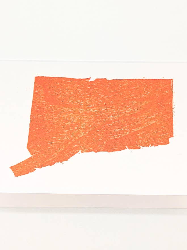 Connecticut - Original Wood Block Printed Card for wholesale by Wingedprints