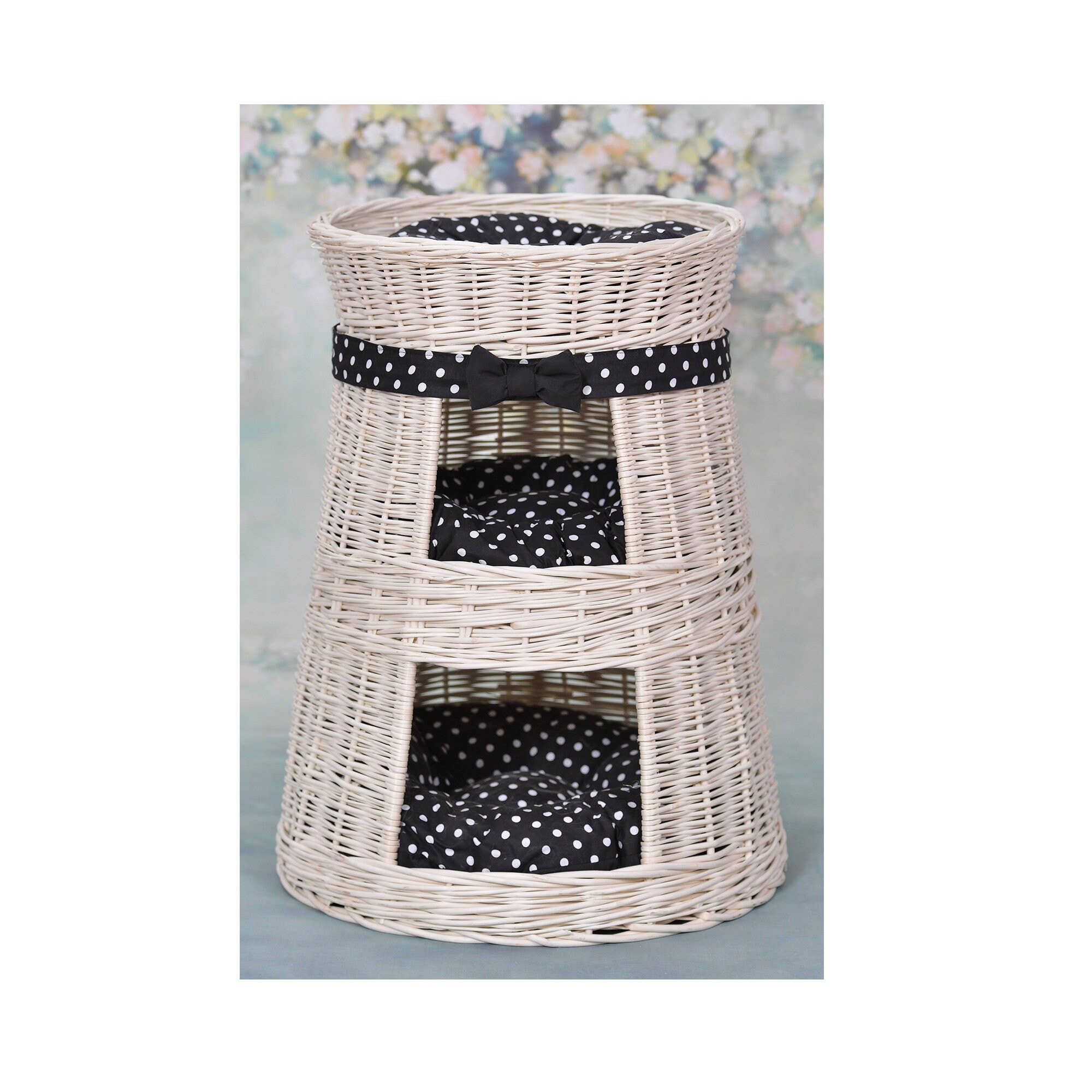 The Wicker Stories - Wholesale Pet Bed - Cat/Dog - Wicker Round Pet House, Whitewashed Pet Bed, Natural9
