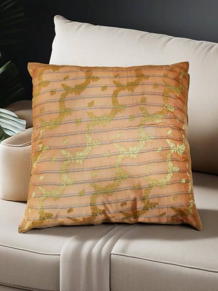 Handmade Cushion Cover Contemporary Silk Orange Pack of 2 for wholesale by Kika Home Collections