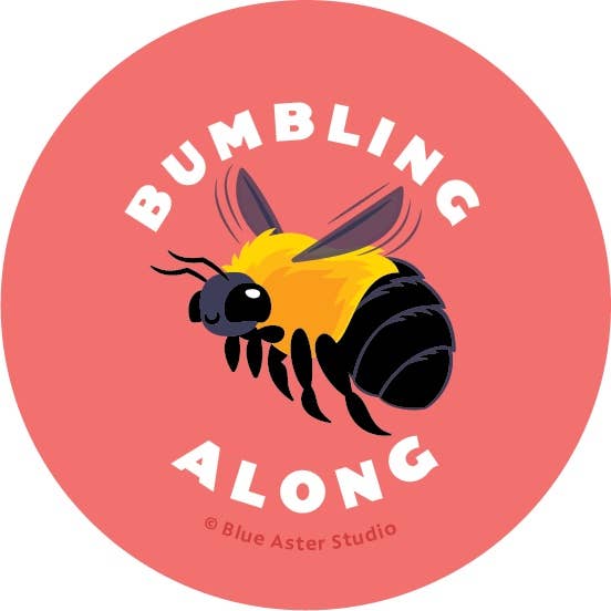 Bumblee Button, "Bumbling Along" for wholesale by Rextooth Studios