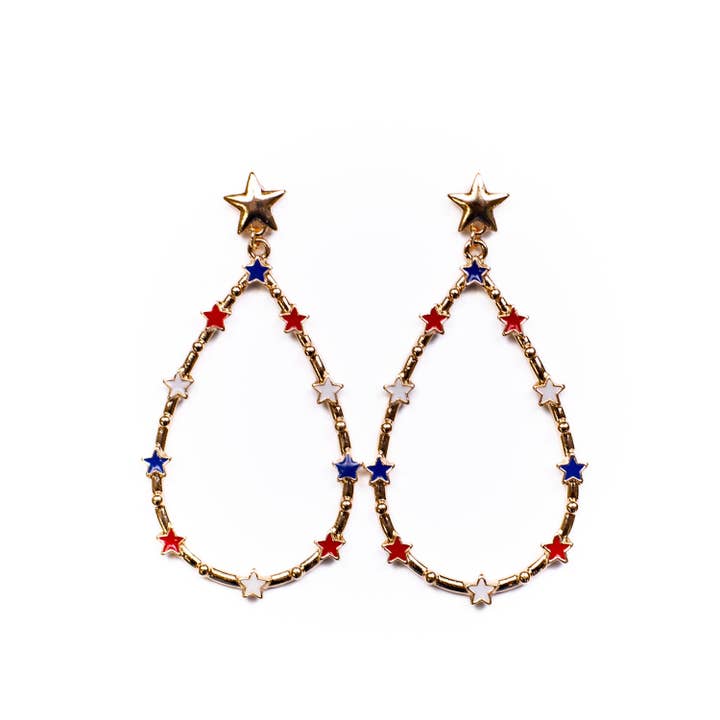 Pendientes Estrella Patriótica Rojo/Blanco/Azul/Dorado 5,38 cm para venta al por mayor de The Royal Standard