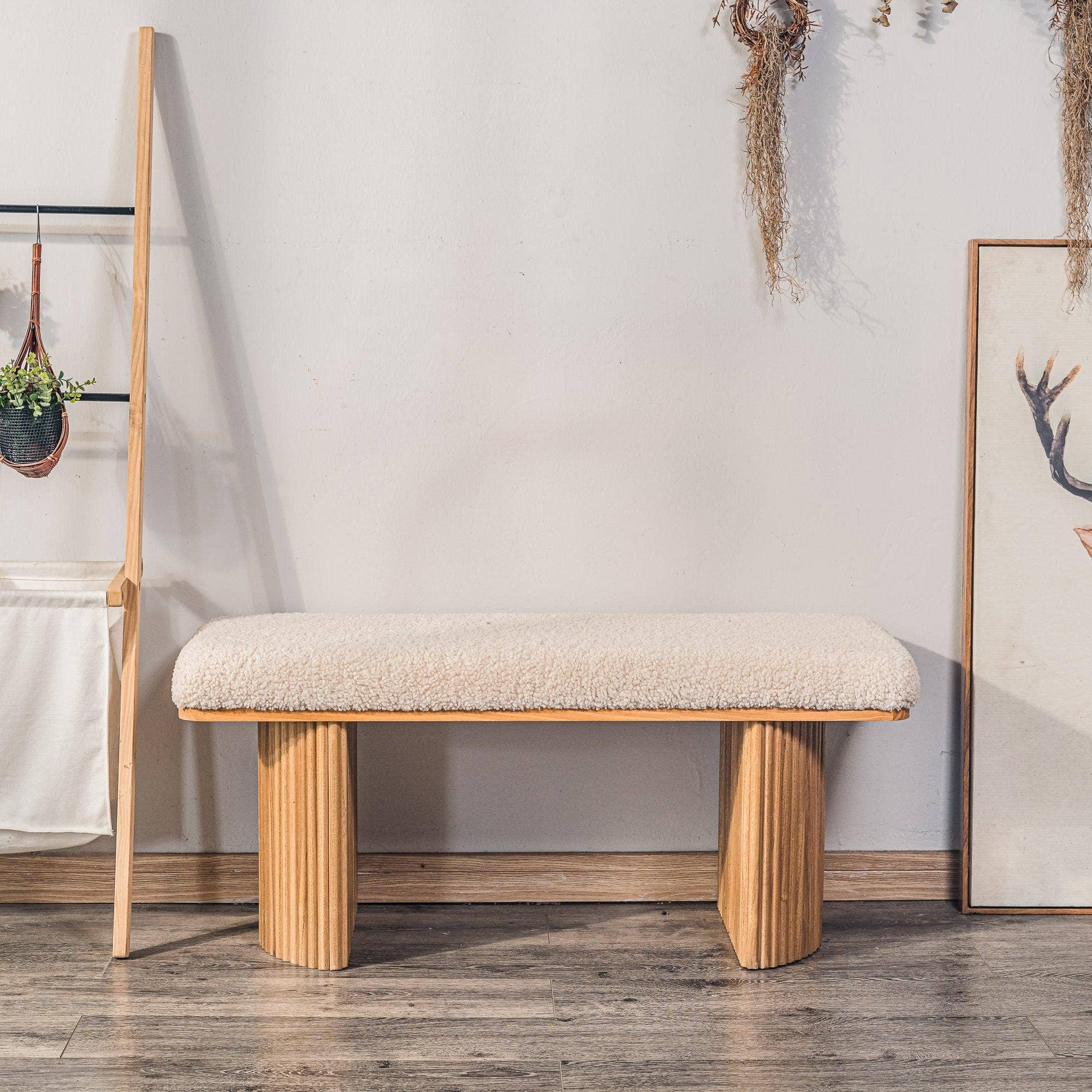 Nordlys - Wholesale Bench - PIREUS Solid Wood and White Bouclé Bench2
