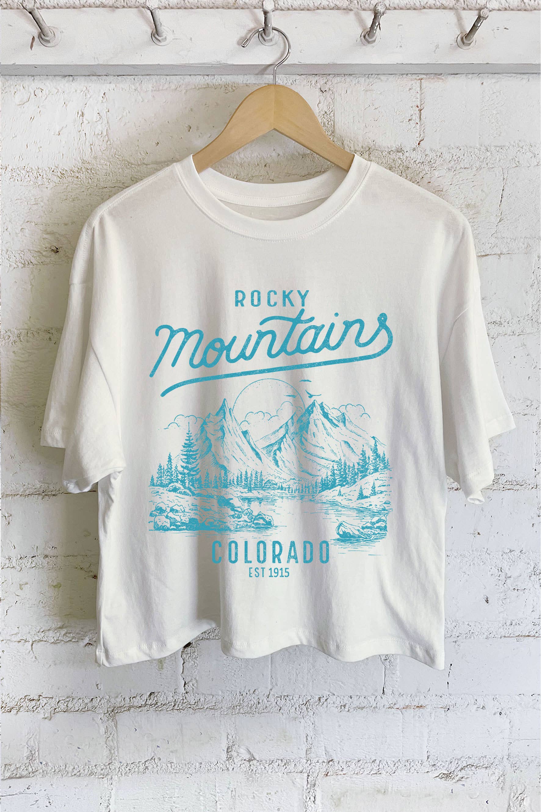 Rustee Clothing - Wholesale Screen Printed T-Shirt - Women's - ROCKY MOUNTAINS COLORADO GRAPHIC LONG CROP TOP 7