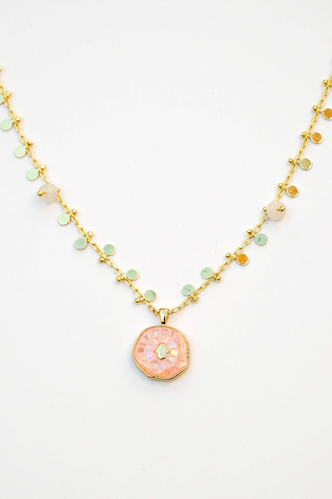 Bali Queen - Wholesale Pendant/Charm Necklace - Hamsa Shine Light Coin Necklace4