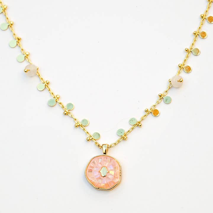 Bali Queen - Wholesale Pendant/Charm Necklace - Hamsa Shine Light Coin Necklace4