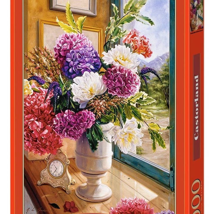 1000-bitars pussel, Stilleben med hortensior, Blompussel, färgglada växter, Klassisk bild, Vuxenpussel, Castorland C-104444-2 för wholesale av CASTORLAND by Bridge Toys