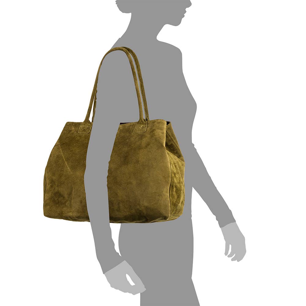 FIRENZE ARTEGIANI – Sacola - Mulher por atacado – Bolsa Shopper Feminina Annagrazia em Couro Camurça Legítimo7