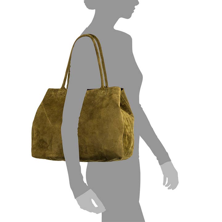 FIRENZE ARTEGIANI – Sacola - Mulher por atacado – Bolsa Shopper Feminina Annagrazia em Couro Camurça Legítimo7