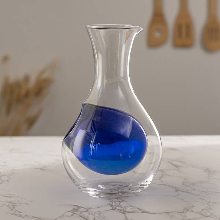 Urban Tokyo – wholesale Decanter – 12oz Glass Sake Bottle With Ice Pocket Blue
