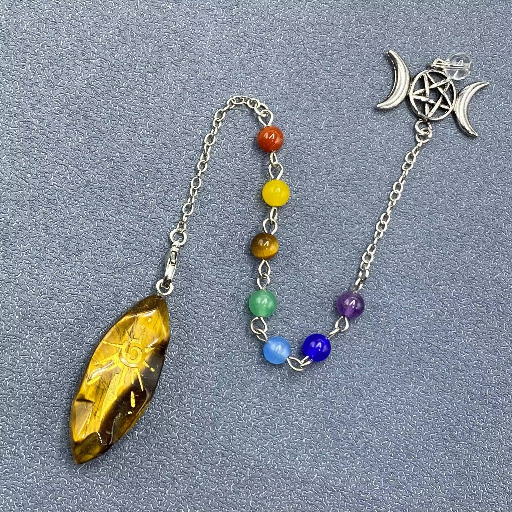 Mio Queena - Wholesale Spiritual Stone/Crystal - Sun Rune Natural Stone Crystal Pendant Pendulum - CS7