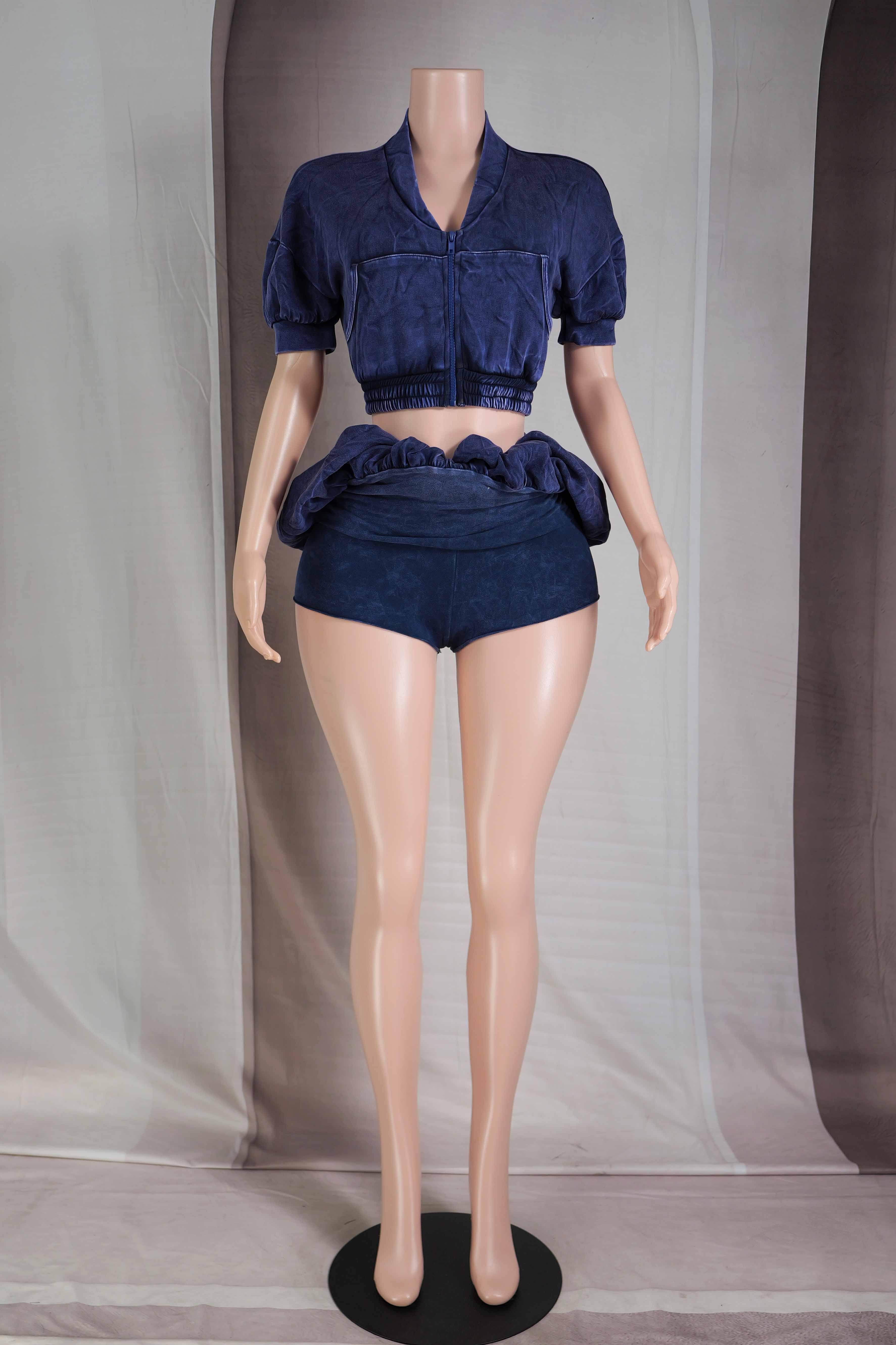 Dalia Studio – wholesale Top & skirt set – Women's – MINERAL WASH SHORT BOMBER & BUBBLE SKORT SET6