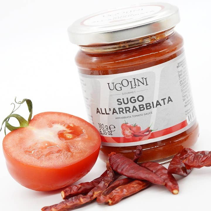 Arrabbiata sauce, tomato pulp sauce 180 gr Made in Italy for wholesale by Truffleat srl