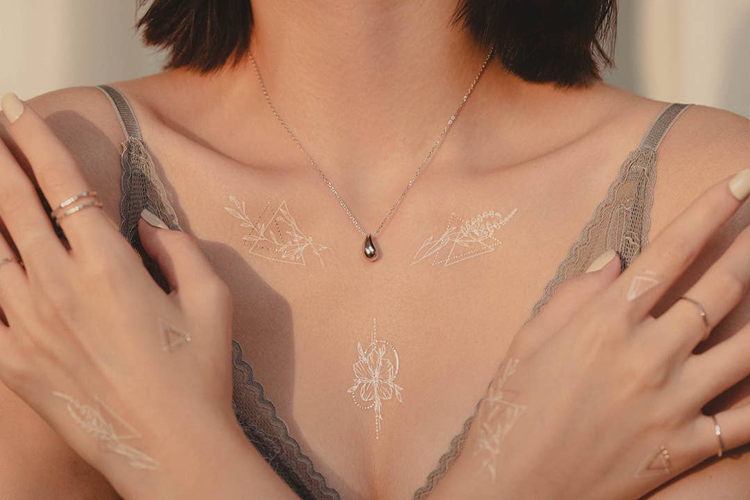 PAPERSELF - Wholesale Temporary Tattoo - Geometric Flowers 2 Temporary Tattoos Stickers4