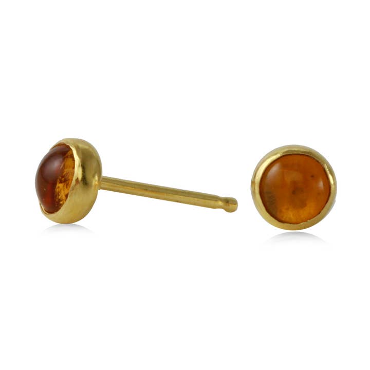 Gemdrop Citrine 4mm Silver Dot Stud Earrings for wholesale by Amanda K Lockrow