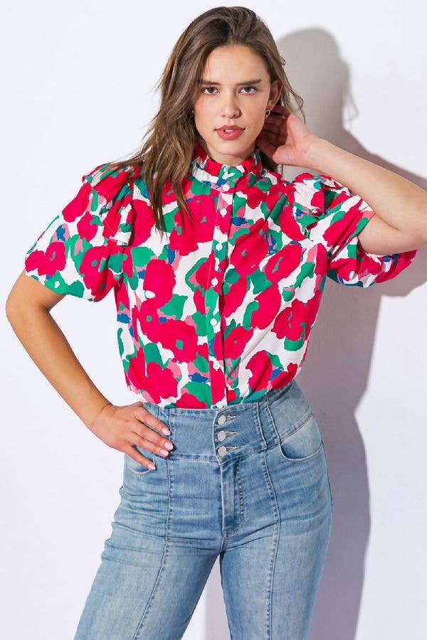 IVORY A printed woven top-IT12152 for wholesale on Faire0