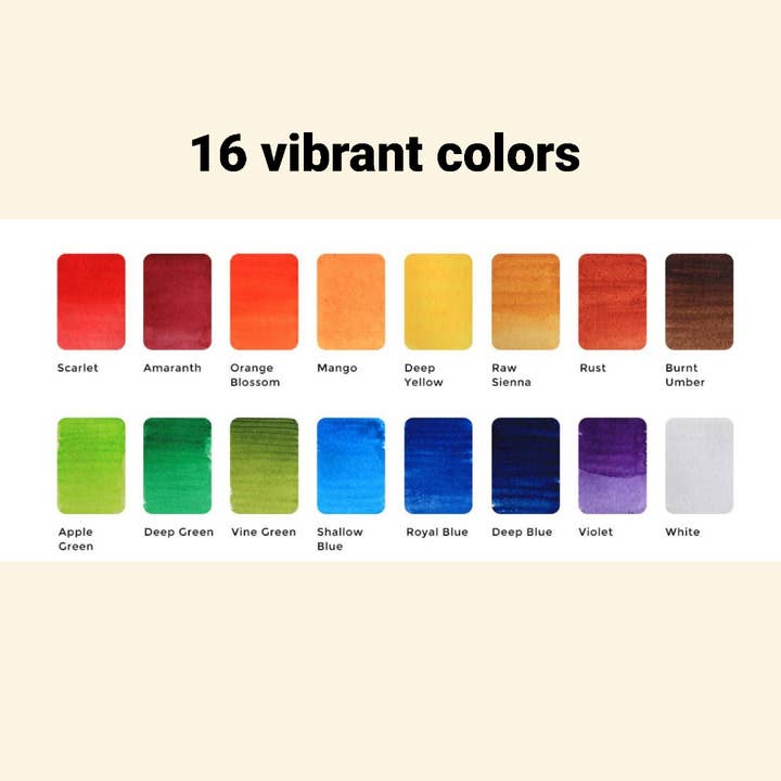 Viviva Colors - Wholesale Watercolour paint - Original Pans Set - 16 watercolors | Ecofriendly | Cork5