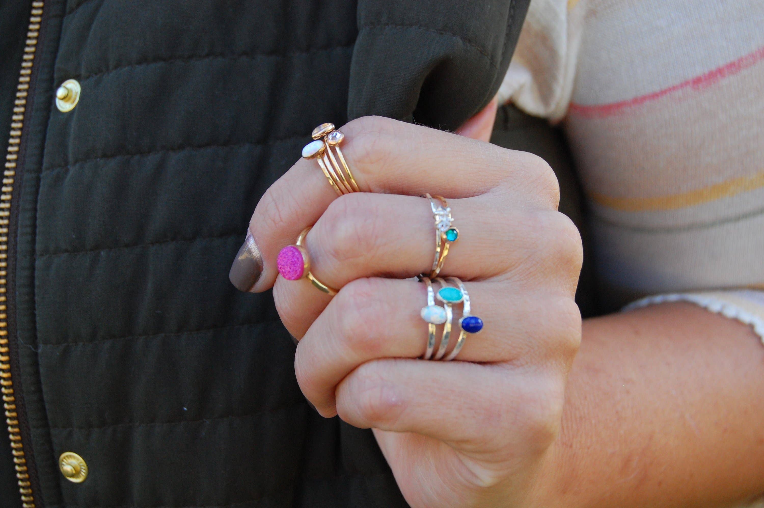 Simply Chic Jewelry - Wholesale Single Stone/Solitaire Ring - Small Thin Oval Gemstone Ring3