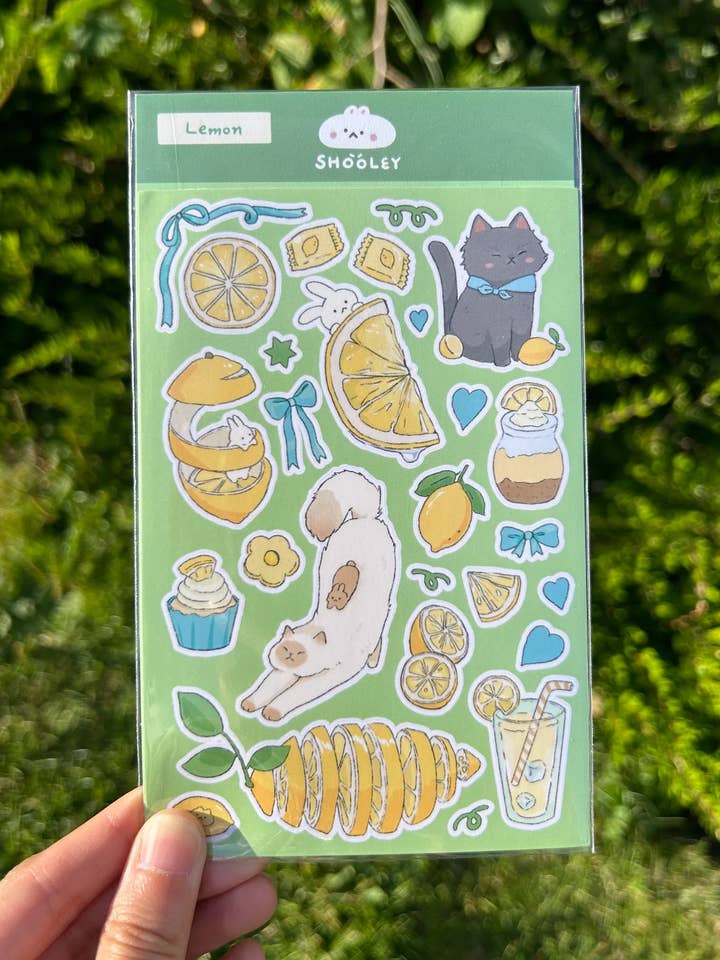 Lemon sticker sheet | Vinyl sticker sheet for wholesale by Shooley