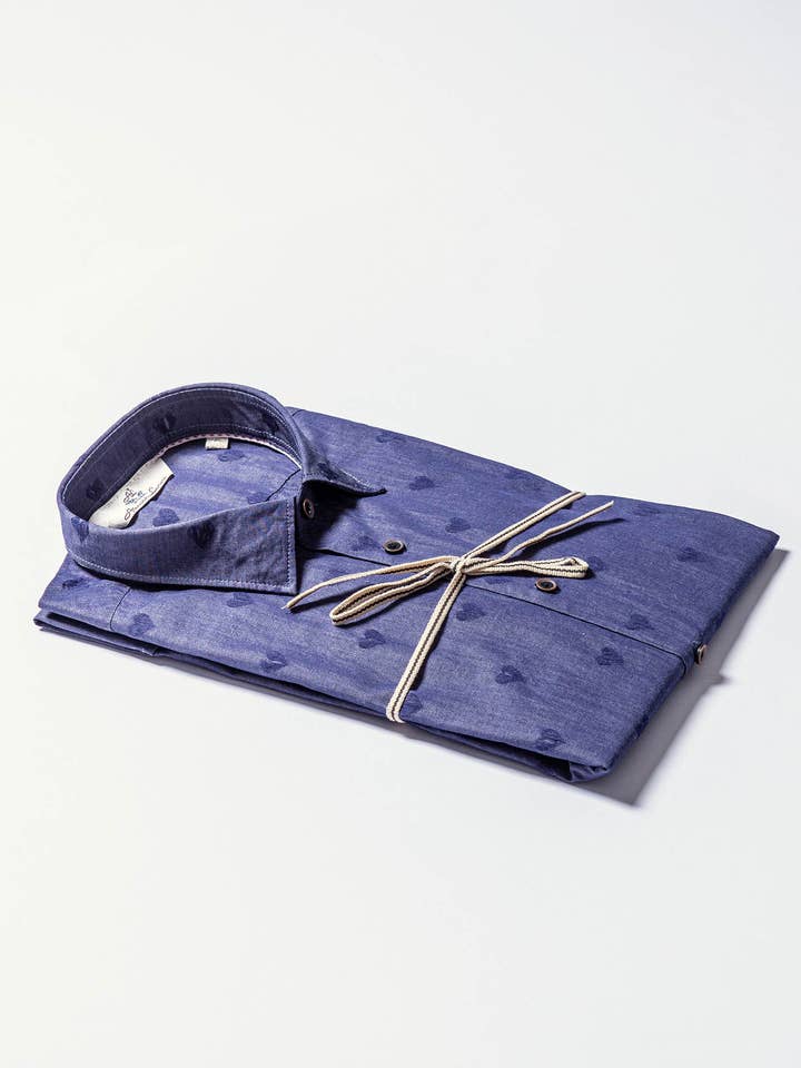 Camicia Jacquard Cuori Collo Italiano per la vendita all'ingrosso da parte di Alessandro Lamura