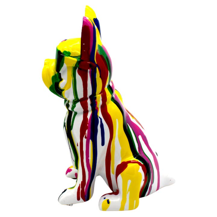 Interior Illusions Plus - Wholesale Sculpture - Multi-Color French Bulldog with Glasses Sculpture - 8" tall