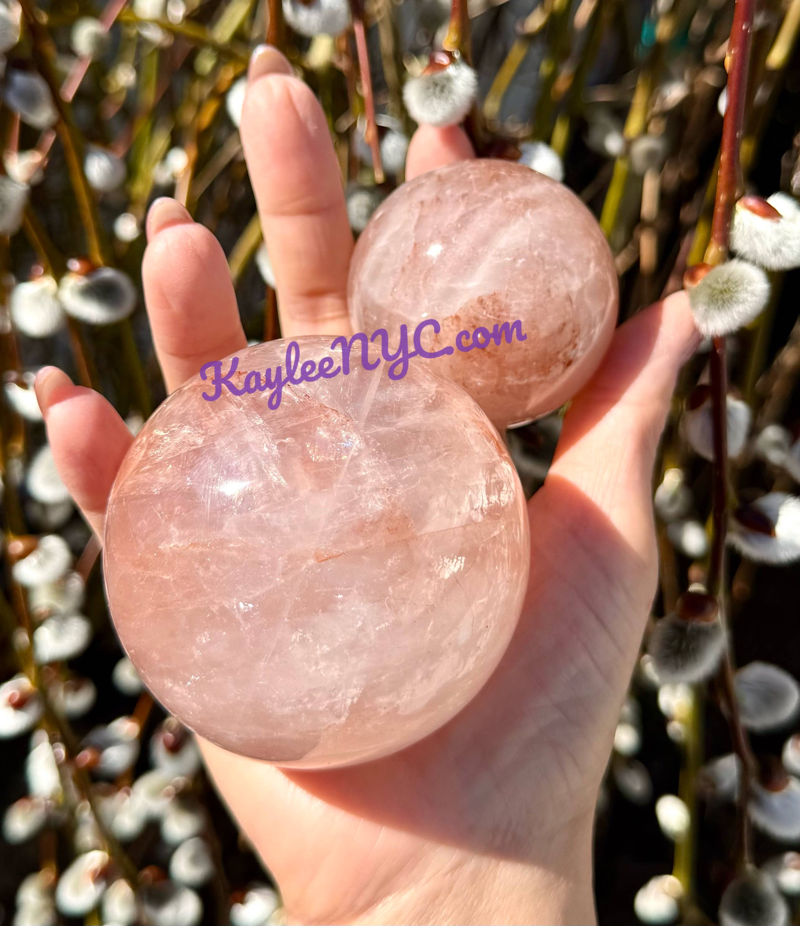 KayleeNYC - Wholesale Spiritual Stone/Crystal - 5 PCs Natural Hematiod Fire Quartz Spheres Crystals 5