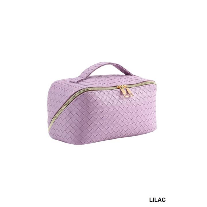 42POPS - Wholesale Makeup/Cosmetic Bag - .SI-26420 Woven Vegan Leather Cosmetic Makeup Travel Bag