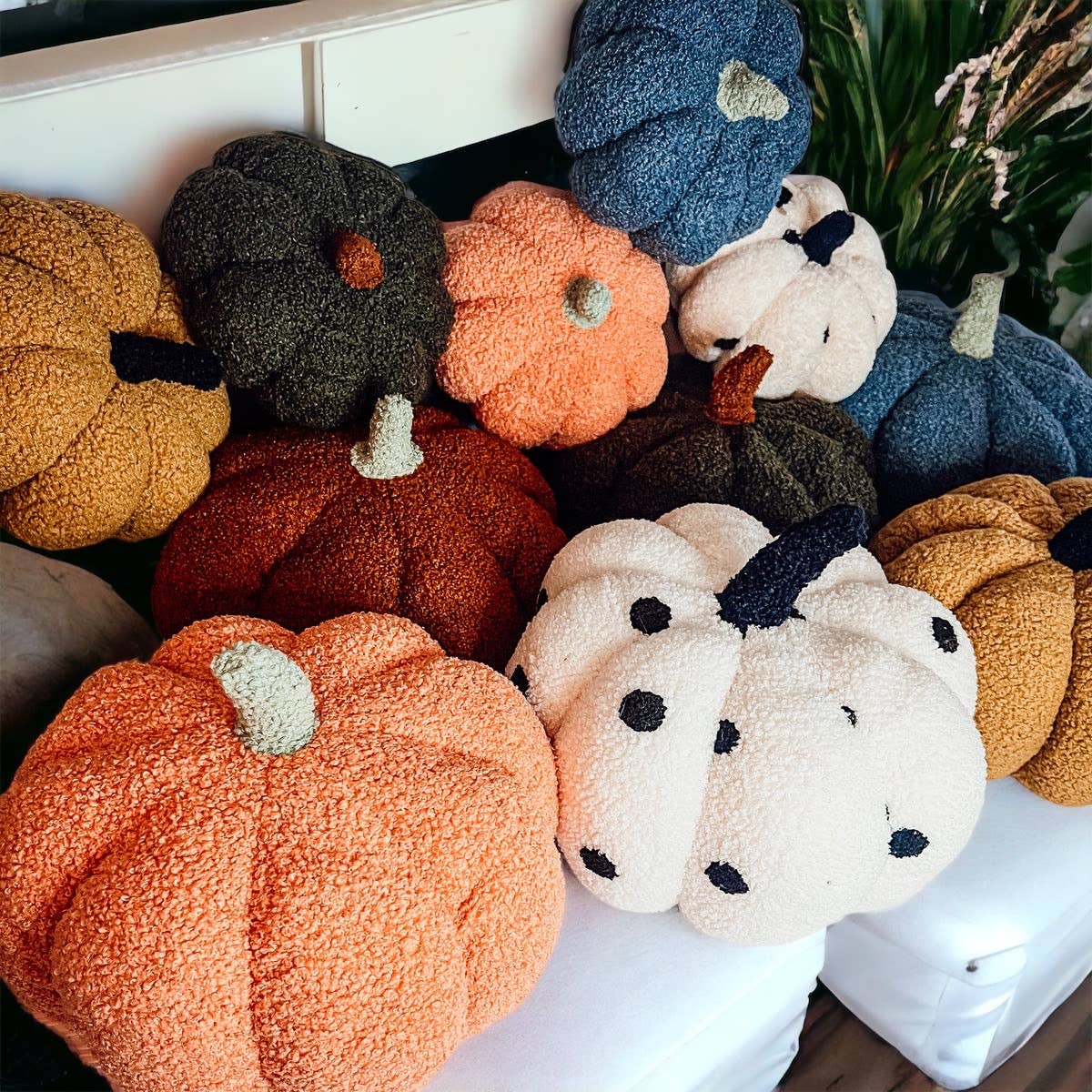 Gia Roma - Wholesale Decorative Tabletop Object - Neutral Fall + Halloween Home Decor, Cute Cotton Pumpkins BW18