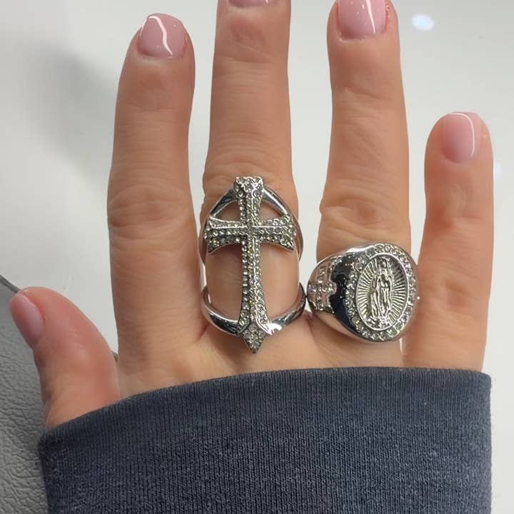 Jagged Halo Jewelry - Wholesale Multi-Stone Ring - Miraculous Medal Ring6